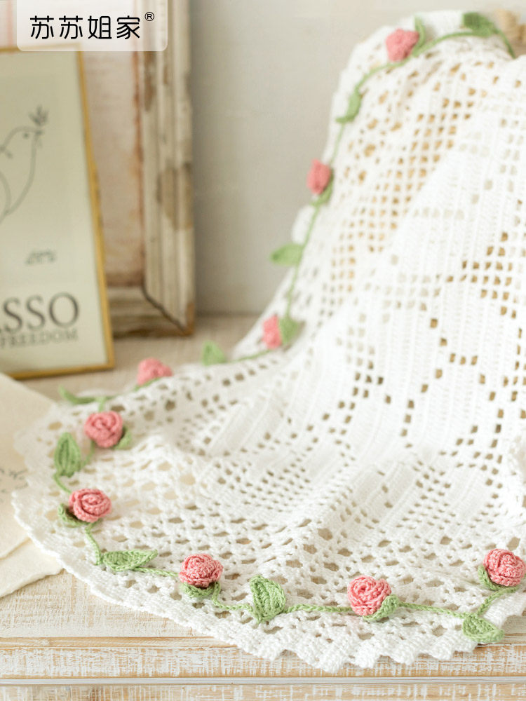 Sister Su Su’s rose lace flower cushion to pass the time, handmade diy crochet yarn ball material package