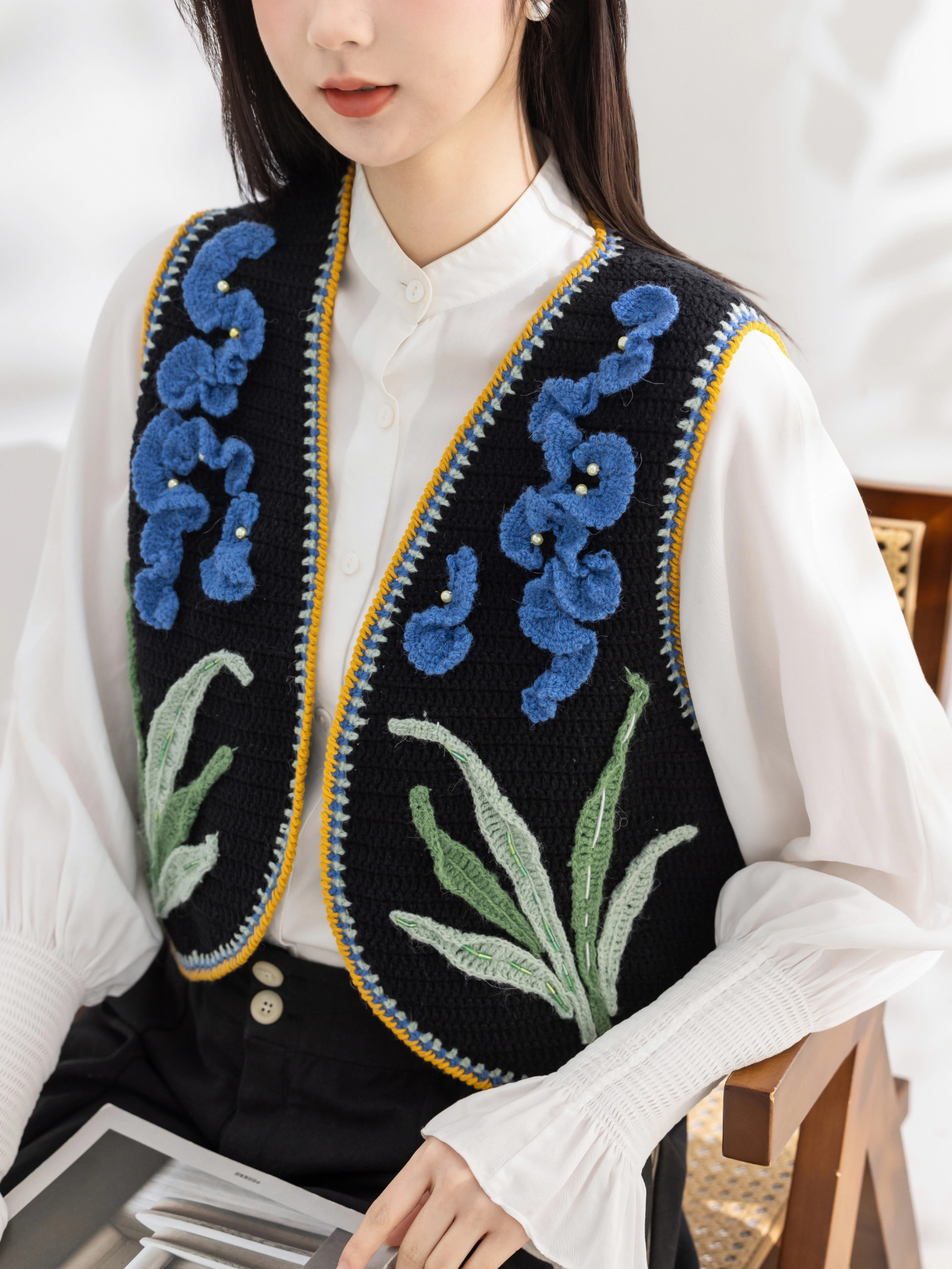 Sister Su Su’s iris vest handmade DIY knitted crochet top wool ball homemade material package