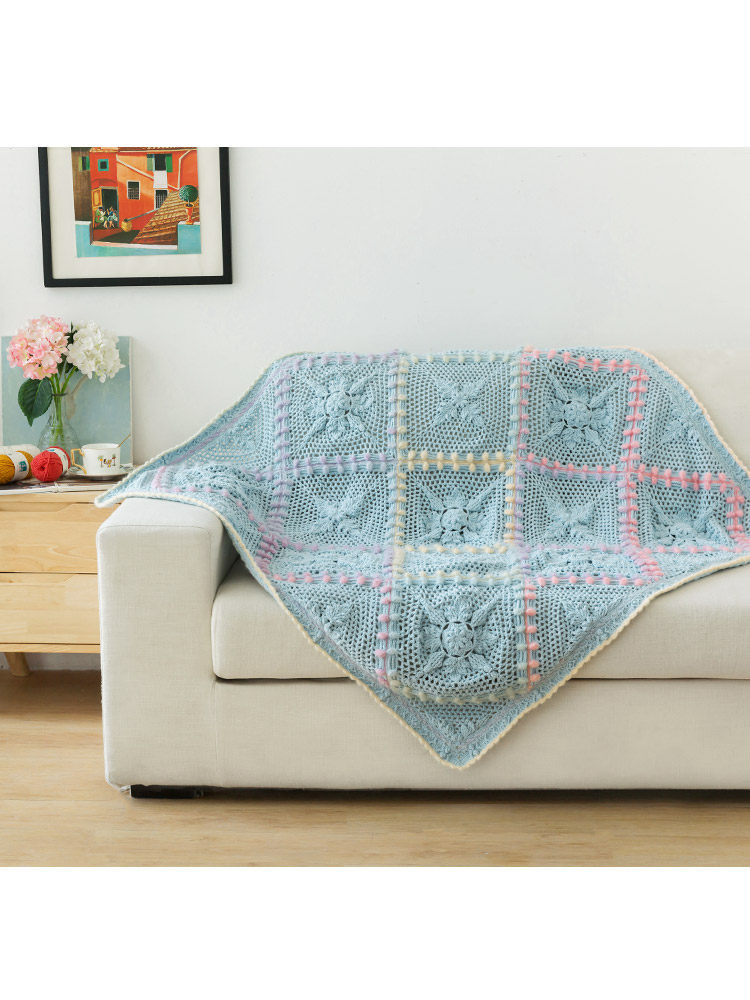Sister Su Su's leaf pattern embossed blanket relieves boredom, handmade diy crochet blanket knitting yarn ball production material package