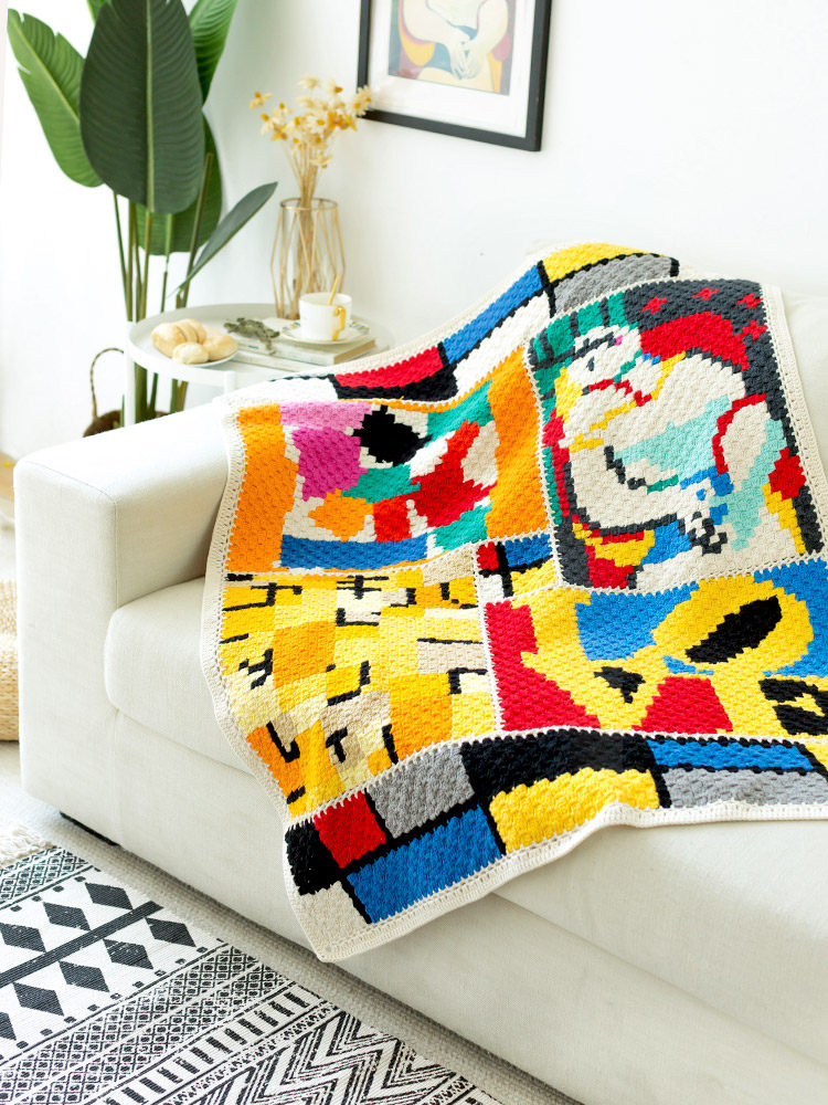 Sister Su Su's artistic pixel blanket handmade diy crochet four-strand milk cotton woven blanket material package