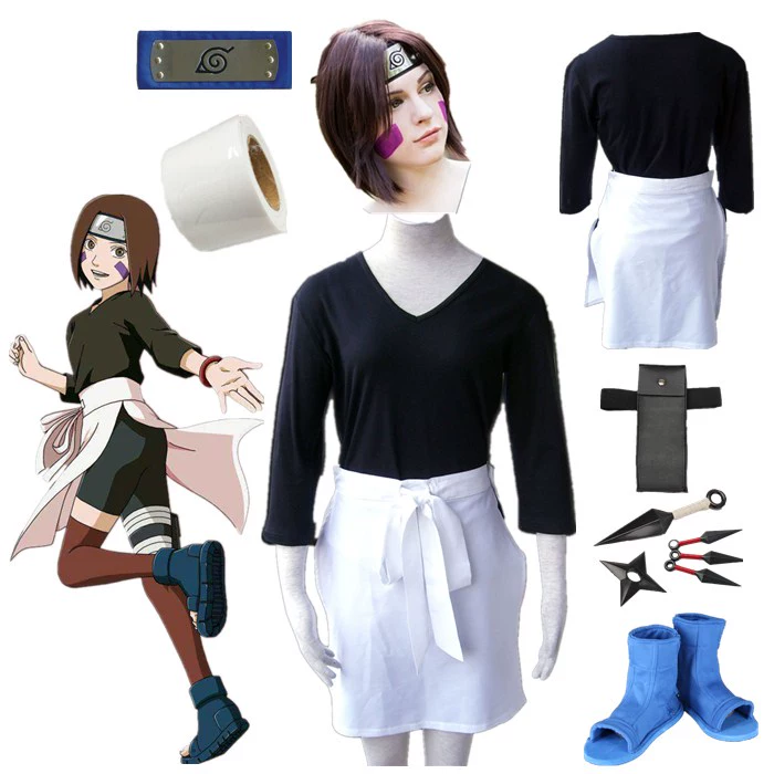 Anime COSPLAY quần áo Naruto Shippuden Nohara Lynn váy trắng COS đầy đủ các phụ kiện trong kho - Cosplay