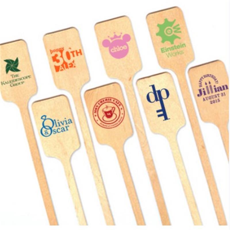 One - time wooden coffee bar ice cream spoon custom new pattern logo roundhead can be selected 1000 starting prints