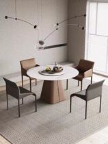 Modern light extravagant rock plate dining table and chairs combined Serie minimalist style Round table Home Small family minimalist Dining Table 1 2m