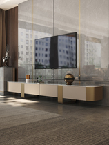 Light Extravagant Rock Board TV Cabinet Tea Table Combination Home small family Type modern minimalist Fancy Living Room High-end Personality Baking Varnish