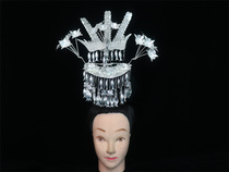 Guizhou costume women White 2020 Summer silver ornaments Miao nationality new hair hairpin folk dance headwear
