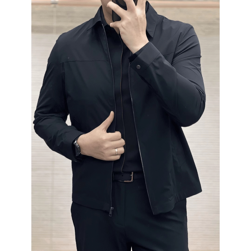 Summer New Lightweight Quick-Drying Stretchy Sun Protection Clothing Men's Business Casual Lapel Zipper Executive Jacket