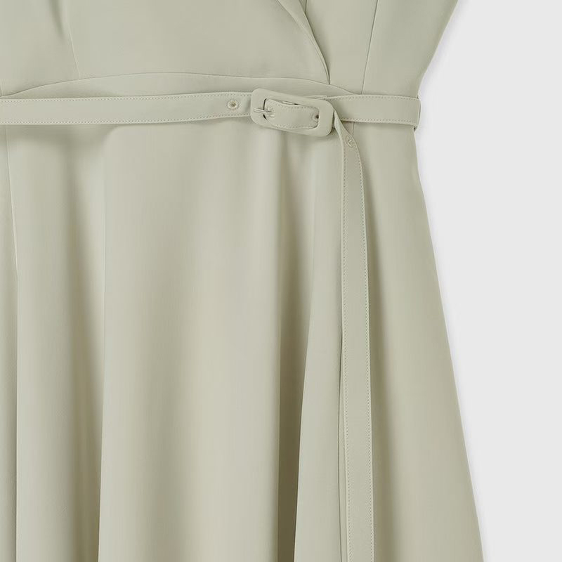 Customer-Supplied Fabric, Detachable Belt with Lining, Simple, Elegant, Fashionable, High-Quality Solid Color Dress (5 Colors) Customer-Supplied Fabric, Detachable Belt with Lining, Simple, Elegant, Fashionable, High-Quality Solid Color Dress (5 Colors)
