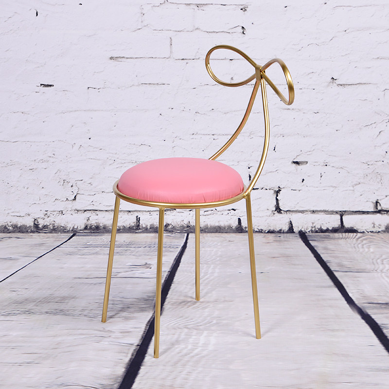 Nordic style metal wrought iron leisure bow princess makeup chair single backrest dining chair modern minimalist home