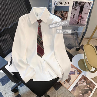 长袖jk衬衫女基础款秋冬新款白色学院风内搭抗皱打底衬衣学生上衣