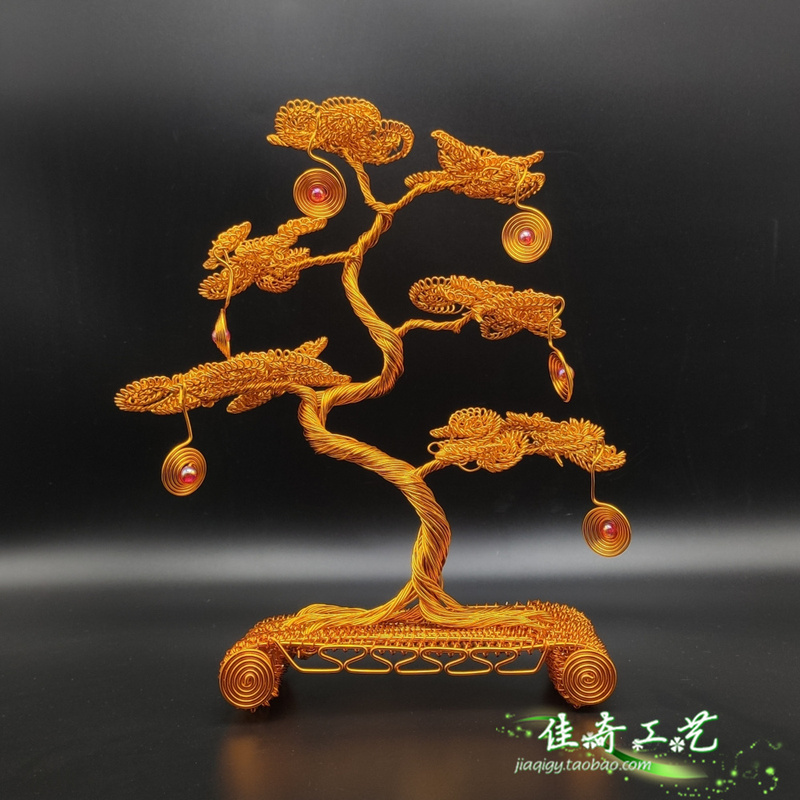 Handmade Crafts Woven with Aluminum Wire, Money Tree, Book Scroll, and Fortune Tree Ornaments