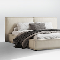 Italian Extreme Minimalist Tech Buyi Nordic Master Bedroom Big Bed New Designer Soft Bag Flat Head Bed Grey Tofu Block