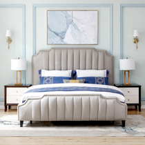  Yaran home living light luxury Modern American master bedroom double leather art solid wood wedding bed American soft bag fabric bed