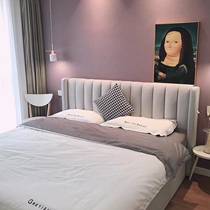 Elegant residence Modern minimalist art bed grey small family bedroom 1 2m1 5m light and luxurious storage province space