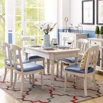  Yaran home living American solid wood country retro dining table Restaurant dining table Rectangular small apartment dining table and chair combination
