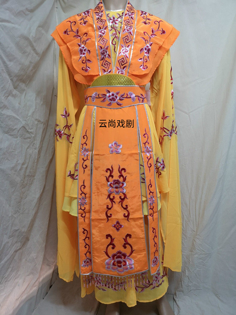 Yunshang drama Drama Opera Yue Opera Huangmei Opera Cantonese Opera Small ancient costume Miss dress flat gold thread Huadan costume