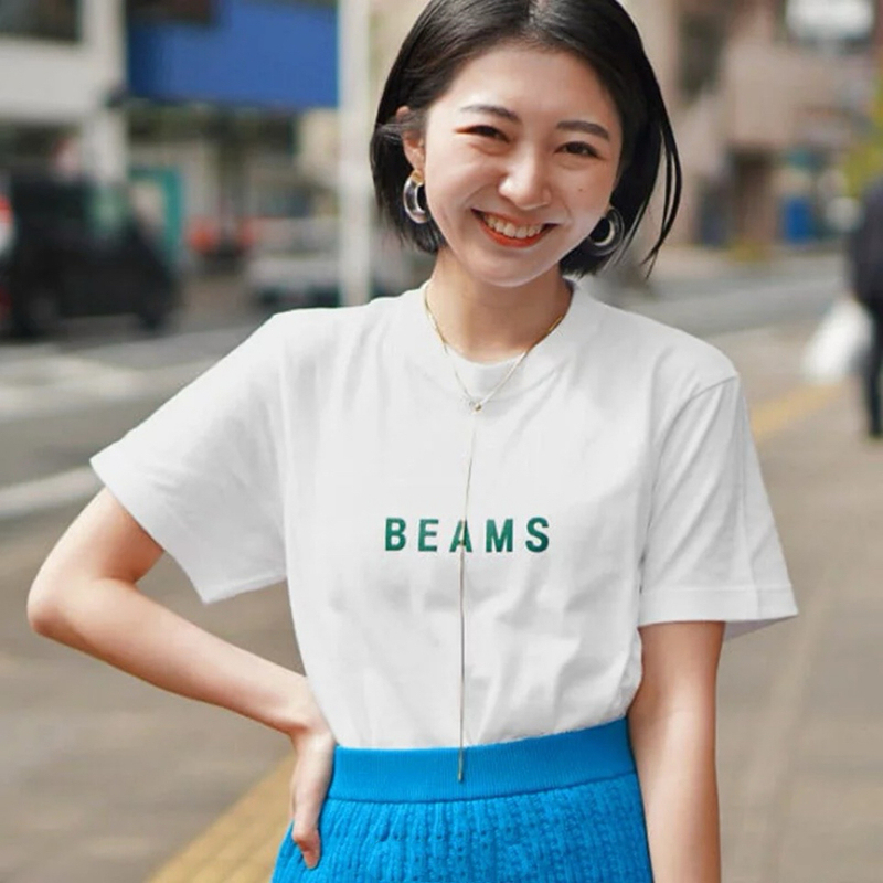 25Ss Summer New Japanese Style Beams Boy Classic Letter Print Unisex Short-Sleeve Loose Pure Cotton Couple T-Shirt