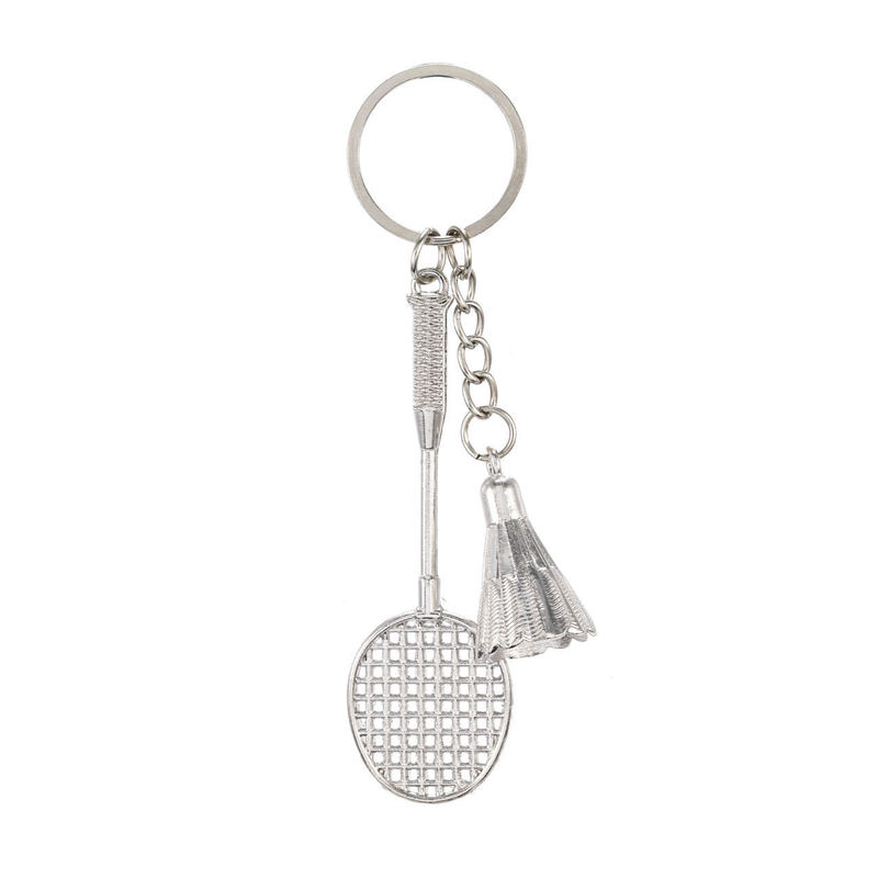 Cross-Border Popular Metal Badminton Racket Keychain Pendant Car Keychain Realistic Mini Keychain Wholesale Direct Sales