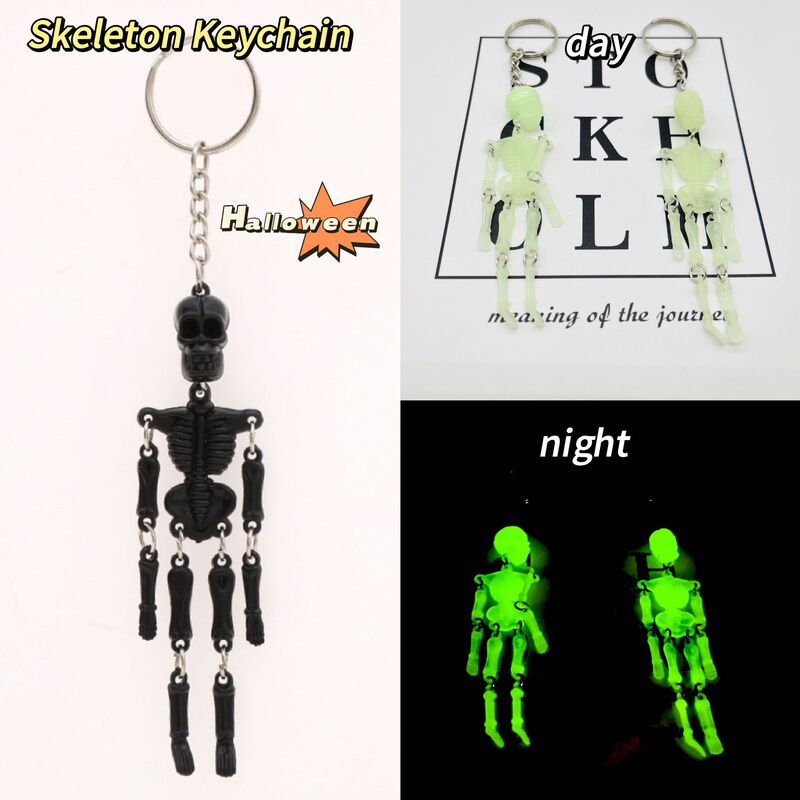 Cross-Border Popular Luminous Skull Keychain Pendant Halloween Keychain Multi-Section Skull
