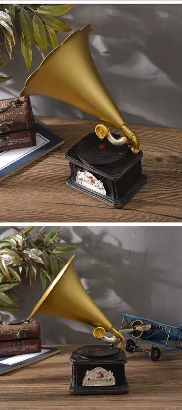 Vintage máy hát Giáng sinh đồ trang trí Giáng sinh retro vinyl ghi máy trang trí quán cà phê hình ảnh đạo cụ - Máy hát