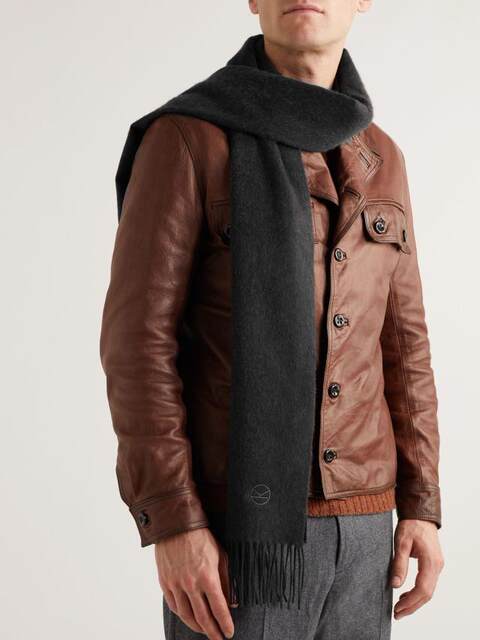 Kingsman + Johnstons of Elgin Fringed Cashmere Scarf Cashmere Scarf