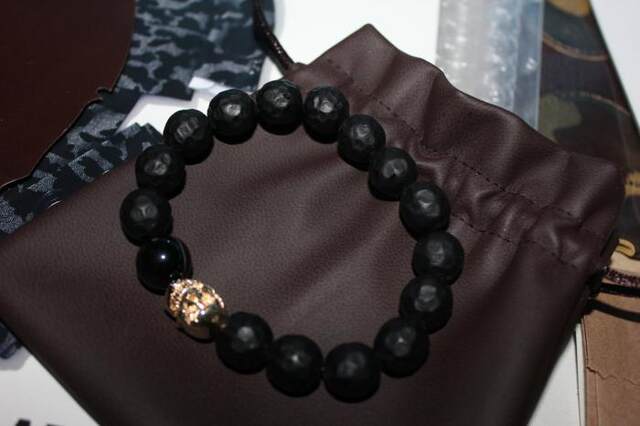 Luis Morais Ebony Skull Gold Bead Bracelet