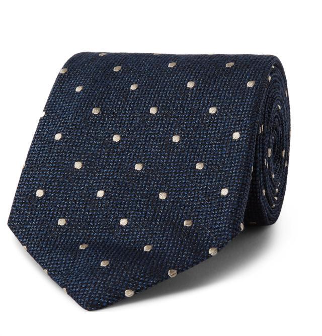 Tom Ford 8cm Polka Dot Silk and Wool Blend Tie
