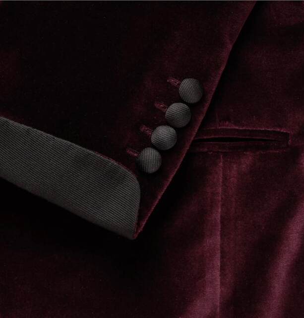 Kingsman Burgundy Slim Fit Collarless Velvet Tailcoat Suit Discount