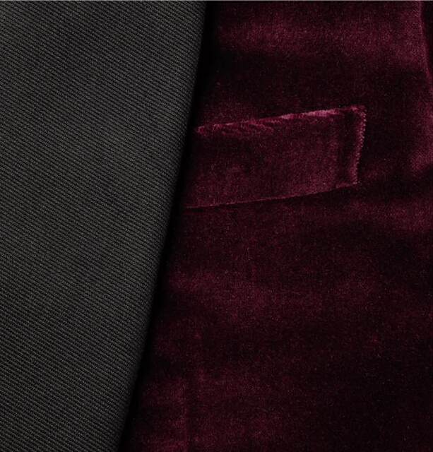 Kingsman Burgundy Slim Fit Collarless Velvet Tailcoat Suit Discount