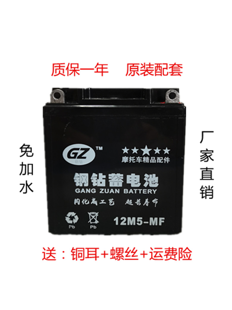 Brand new 12N5-3B110 curved beam locomotive 12V5ah Tianjian 125 Jinlong 100 locomotive dry battery