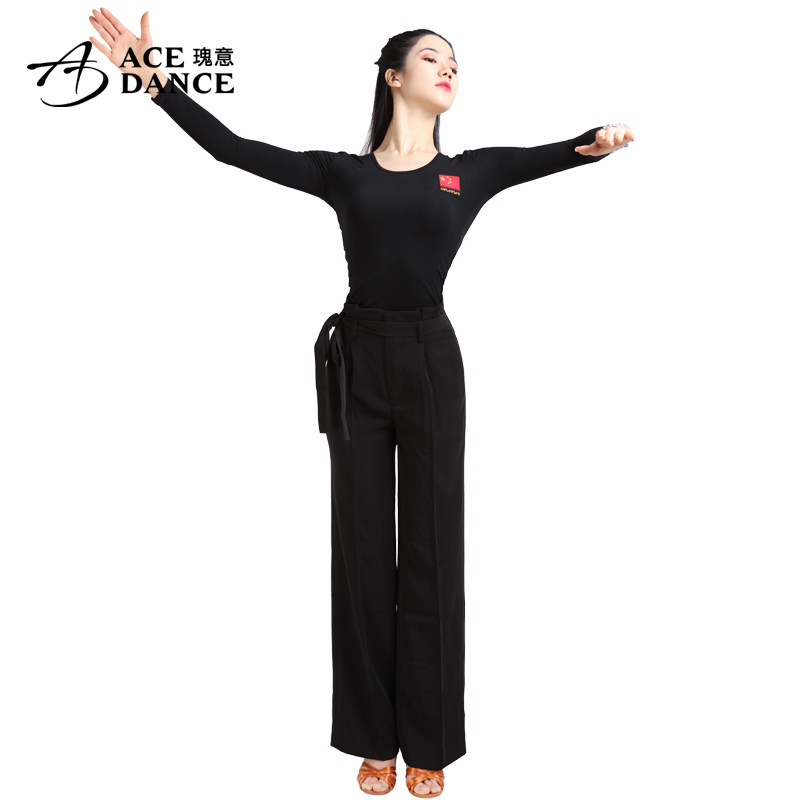 Gem Modern Dance Flower Bud Pants Female Adult Professional Practice Dance Pants High-waist wide-legged pants Latin Dance Pants National Standard Dance Pants