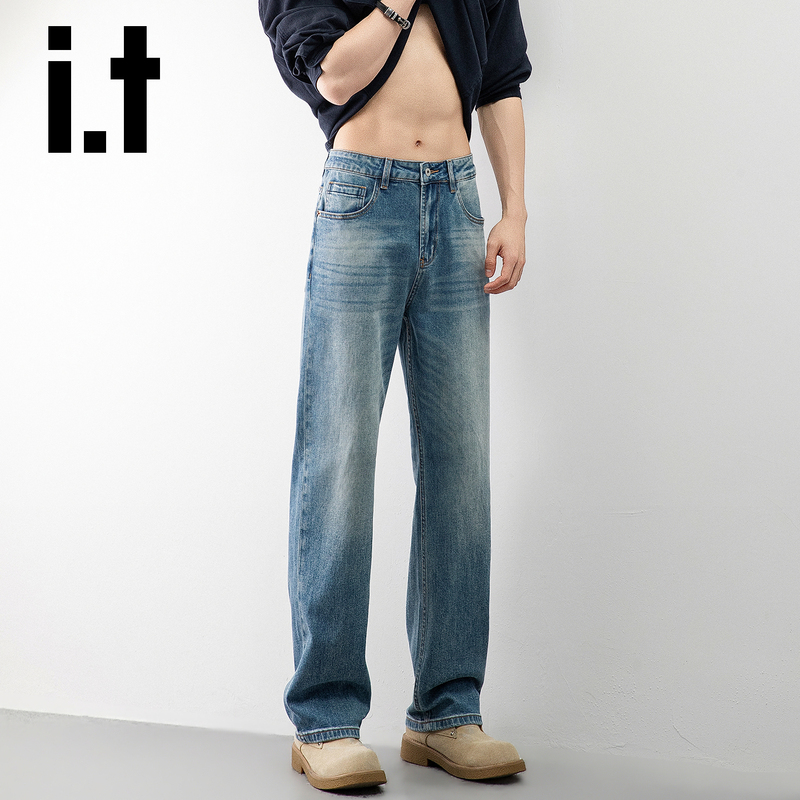It:Chocoolate Stretch Men's Straight-Leg Jeans Loose High-End Authentic New Slim-Fit Pants for Spring and Autumn