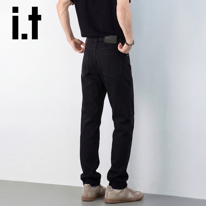 It:Chocoolate Men's Black Straight-Leg Jeans Loose Casual Long Pants Spring and Autumn Stretch Slimming Pants It:Chocoolate Men's Black Straight-Leg Jeans Loose Casual Long Pants Spring and Autumn Stretch Slimming Pants