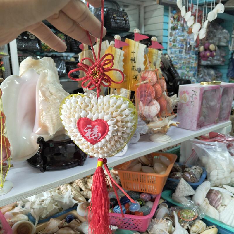 Natural Conch Shell Crafts Creative Gifts for Children Chinese Knot Pendant Small Car Hanging Ornament Peace Decoration