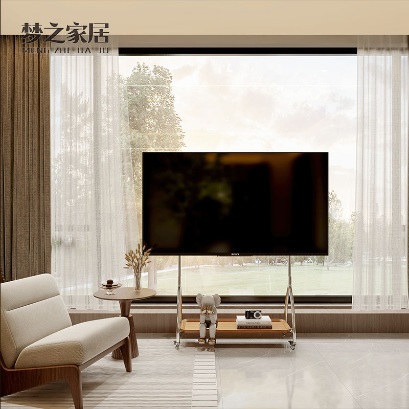 Home Stainless Steel Multifunction Living Room Bedroom Universal TV Stand Ground Style With Wheels Removable TV Shelf-Taobao