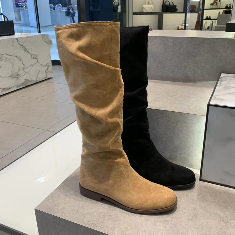 2026 Winter New Model 90380137 Over-The-Knee Slouch Boots Vintage Suede Western Cowboy High Boots for Women