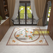 New Chinese-style living room parquet floor tiles 800x800 entrance entrance balcony artistic style tiles Foshan