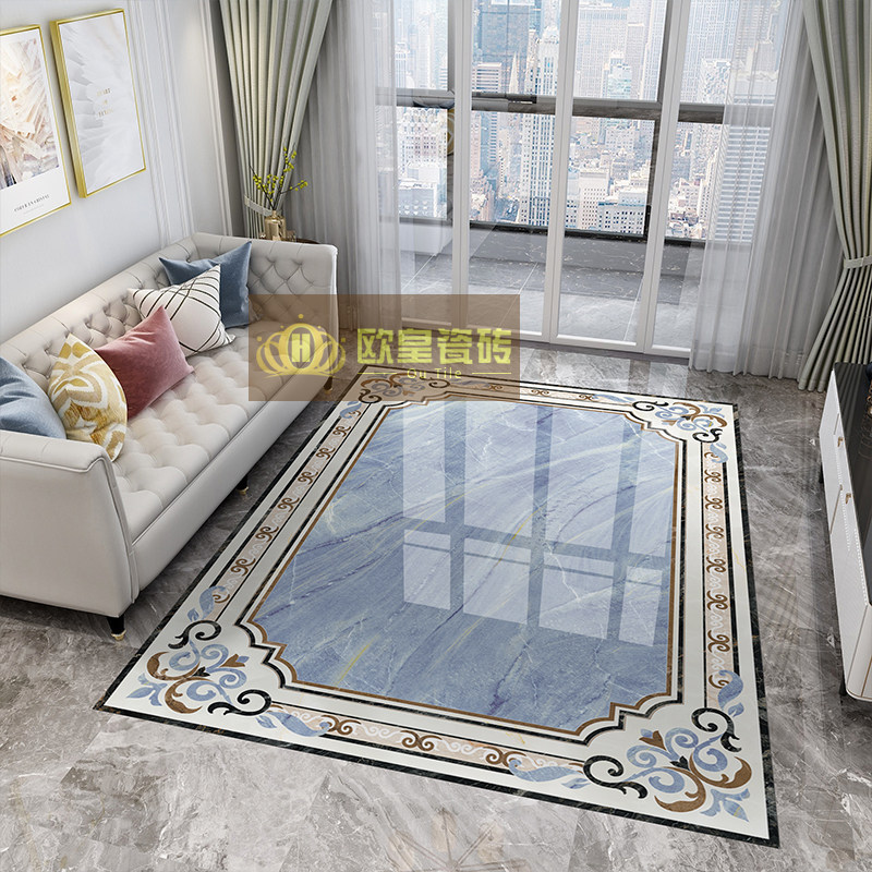 Modern light lavish living room marble floor tiles 800x800 grey styled floor tiles into the house Guan Guan Parquet Tiles