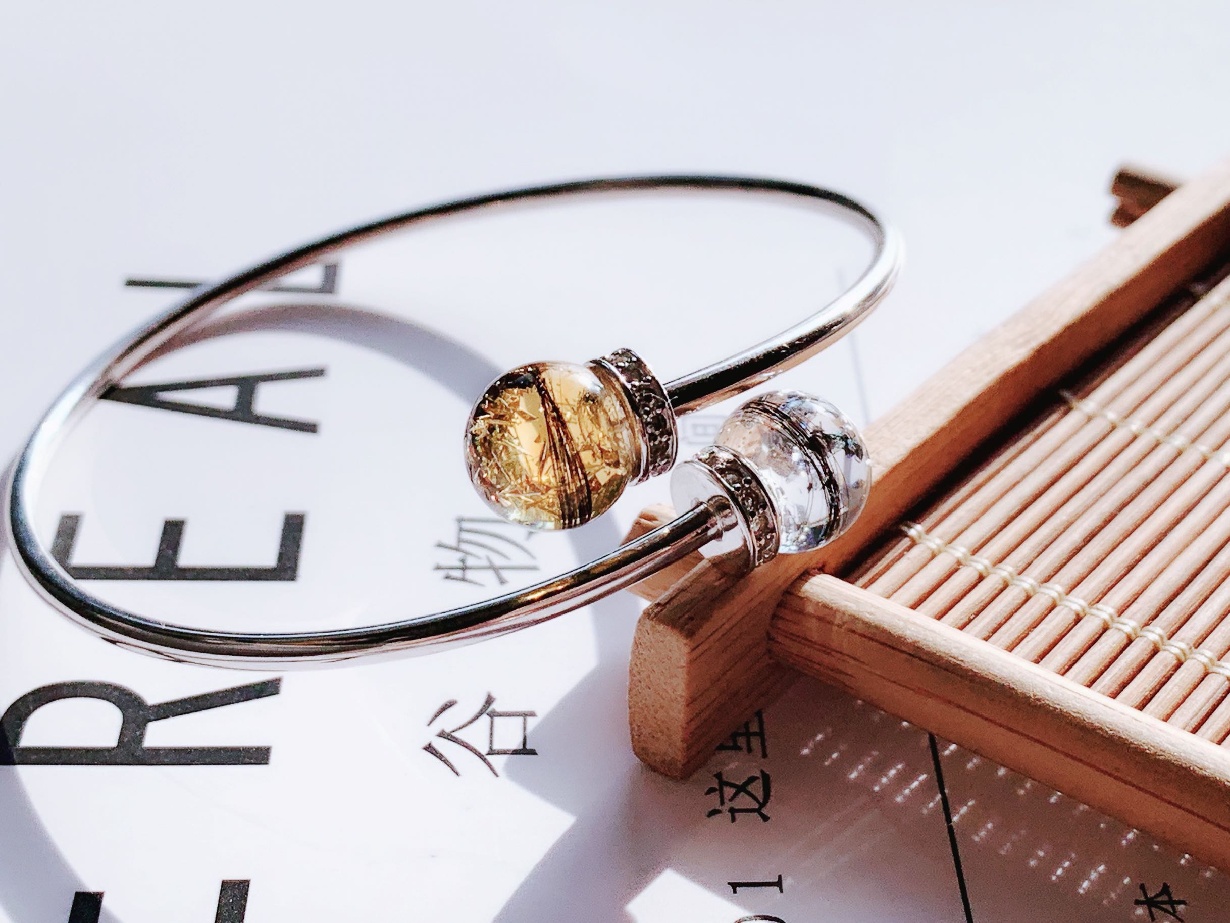Luban No. 7 bracelet fetal hair double ball souvenir sterling silver bracelet handmade diy material wrapped twin fetal hair