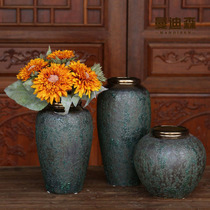 Retro Ceramic Vase ornaments household flower arrangement dried flower Flower Flower device Chinese American living room decoration TV cabinet decoration