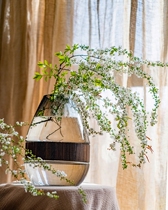 American vinywood Wood Grey Glass Vase Swing in Living Room Flower Arrangement Water Flowers Dining Table TV Cabinet Decorations