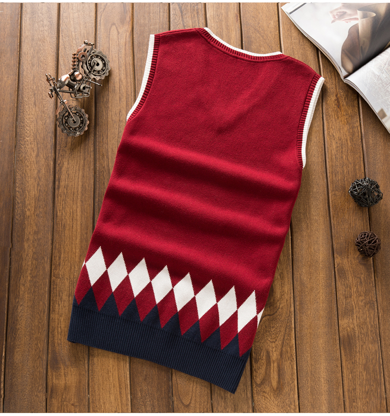 Fisit nam mùa thu đông dày vest vest vest V-cổ Slim không tay vest cotton đan vest áo ba lô nam