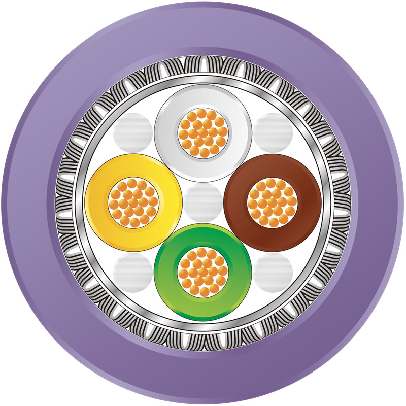 Purple pvc sheathed canbus bus cable 4*0 22 star twist anti-interference flame retardant tinned wire shield