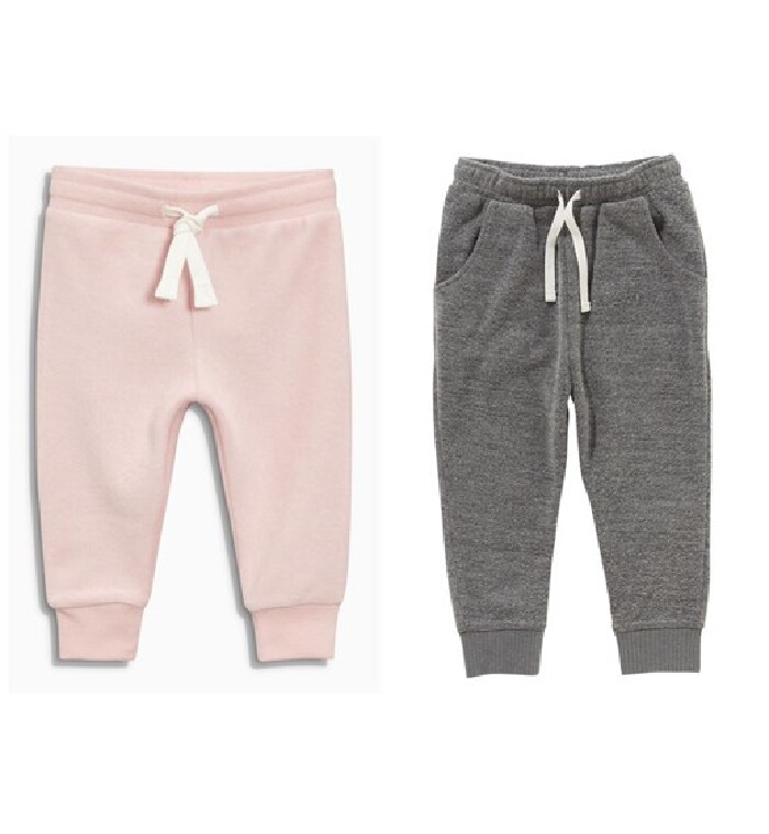 British Next Girls' Children's Spring and Autumn Clothing Gray Pink Fleece Sports Casual Long Pants Drawstring Jogger Pants