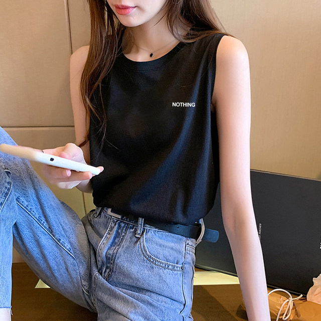 Summer French style camisole women's sleeveless t-shirt hot girl outfit pure desire short sweet and spicy top outerwear