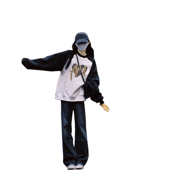 New autumn and winter round neck sweatshirt women's loose jacket