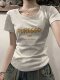 纯棉短袖t恤女2025新款夏季小众设计感复古港味chic正肩女装上衣