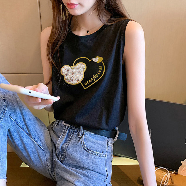 Summer French style camisole women's sleeveless t-shirt hot girl outfit pure desire short sweet and spicy top outerwear