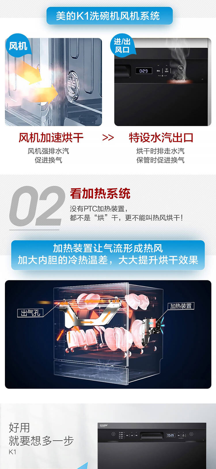 美的 K1 全自动 嵌入式洗碗机 可洗果蔬 8套 图3