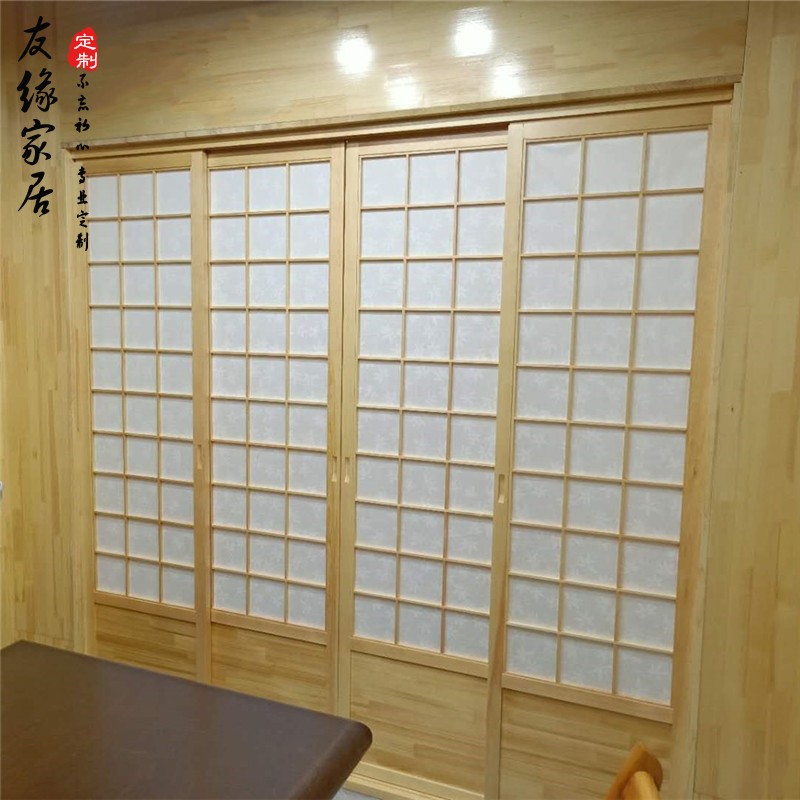 Tatami day style grid door Barrier Door Day Type Partition and room door moving door Real wood door Full house Custom