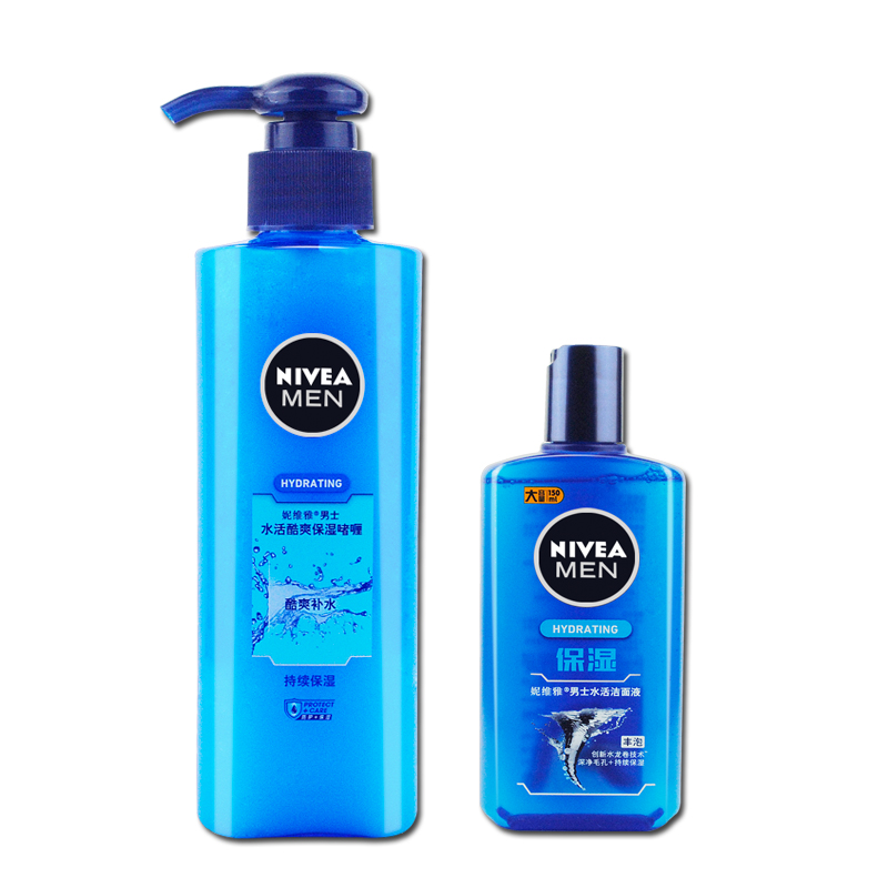 妮维雅男士水活酷爽保湿啫喱150ml+水活保湿洁面液50ml